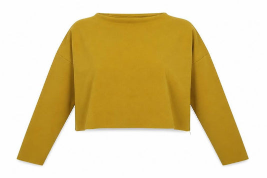Front view of Missguided women’s yellow jumper, size UK 8, - cropped