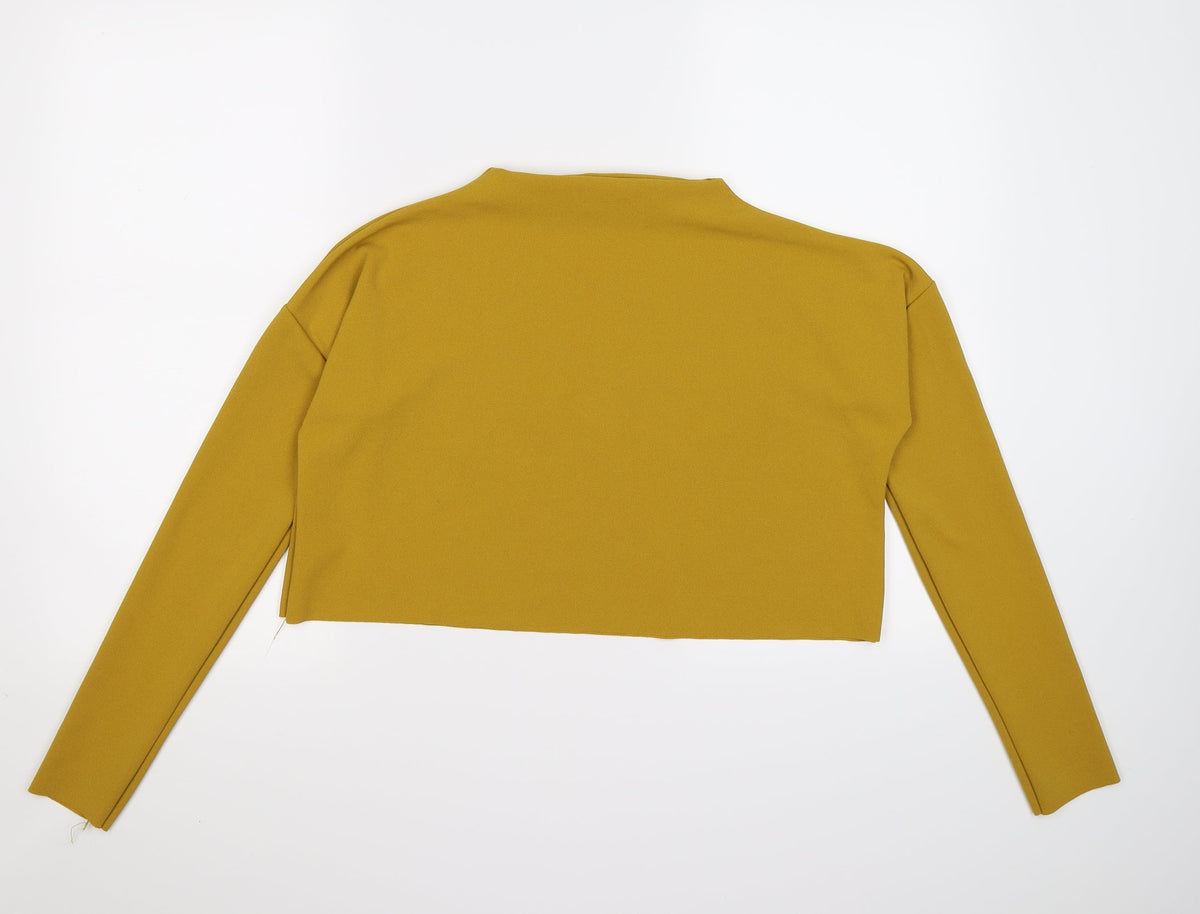Back view of Missguided women’s yellow jumper, size UK 8, - cropped