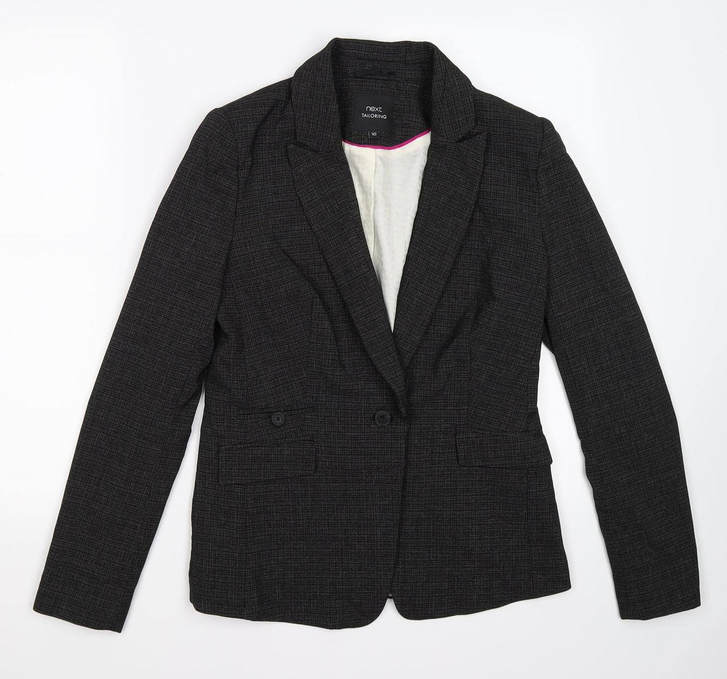 NEXT Womens Black Striped  Jacket Suit Jacket Size 10