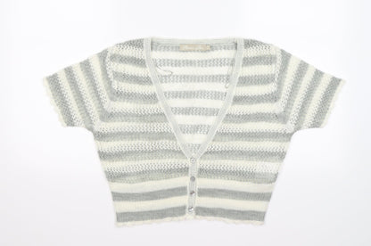 authentic knits Womens Grey Striped Knit Shrug Jumper Size 16