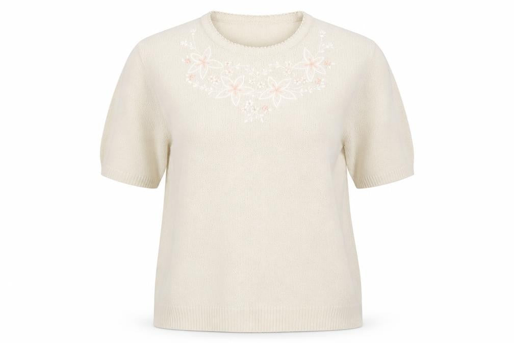 Front view of Berkertex women’s white jumper, size UK 14