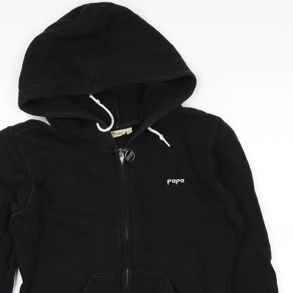 pepe Girls Black   Full Zip Hoodie Size L