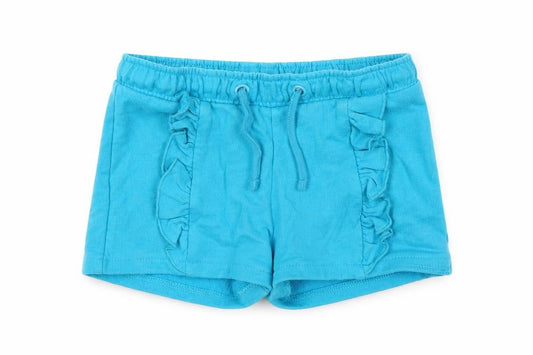 Front view of Marks & Spencer boys’ blue sweat shorts, size 2-3, years