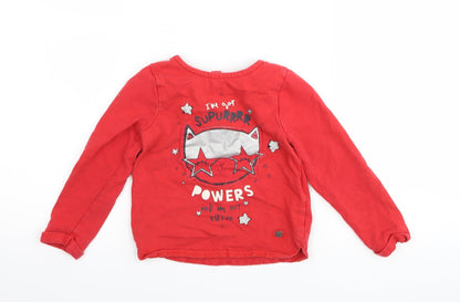 Mothercare Baby Red   Basic T-Shirt Size 18-24 Months  - cat superhero