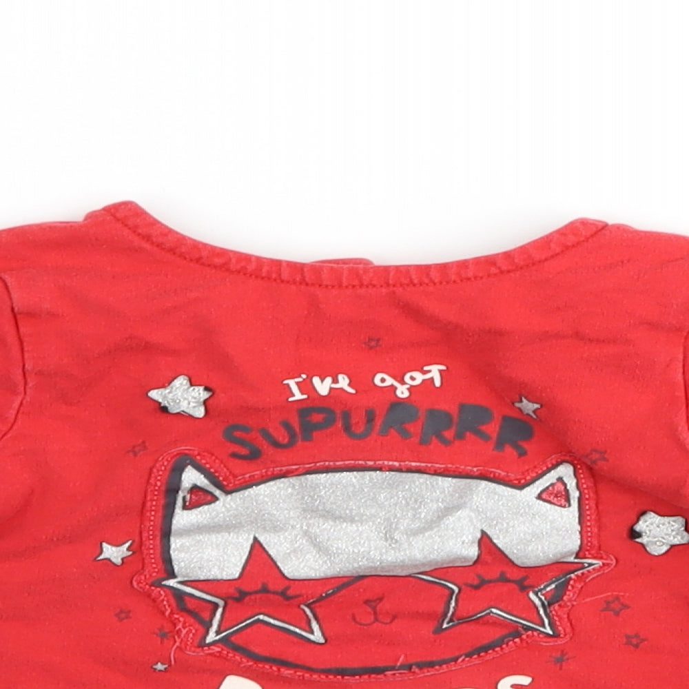 Mothercare Baby Red   Basic T-Shirt Size 18-24 Months  - cat superhero