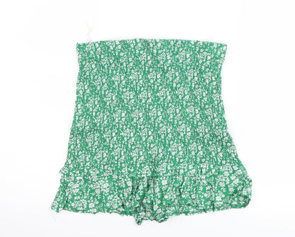 who i am Womens Green Floral  Mom Shorts Size 12