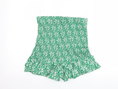 who i am Womens Green Floral  Mom Shorts Size 12