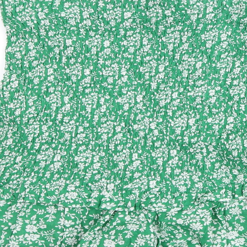 who i am Womens Green Floral  Mom Shorts Size 12