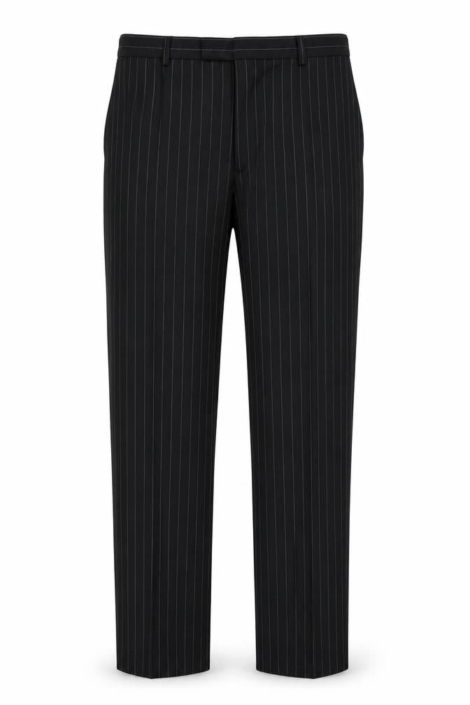 Front view of Preworn men’s black dress pants trousers, size S, 31-inch leg