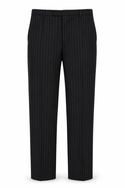 Front view of Preworn men’s black dress pants trousers, size S, 31-inch leg