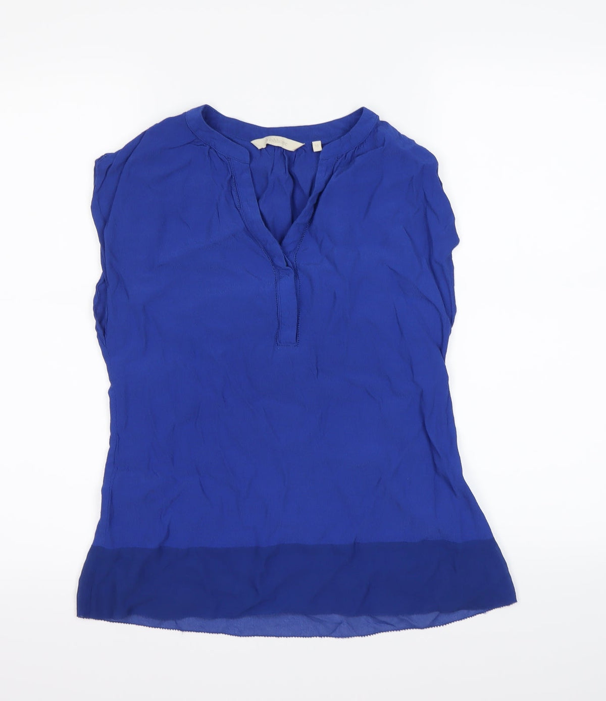 Additional front view of wishbone women’s blue basic tank, size UK 10