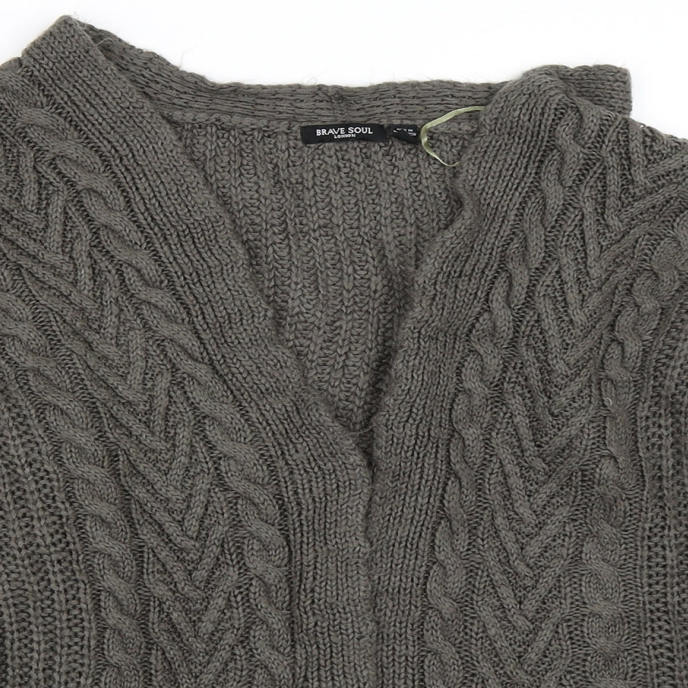 Close-up detail of Brave Soul women’s green jumper, size S