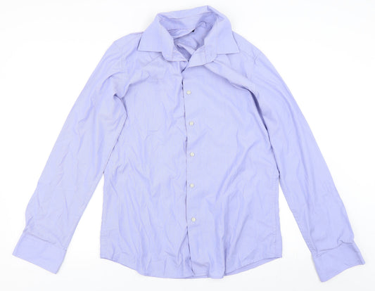 Mens UK Collar Size XL Francisco Lolli Smart Blue  Dress Shirt