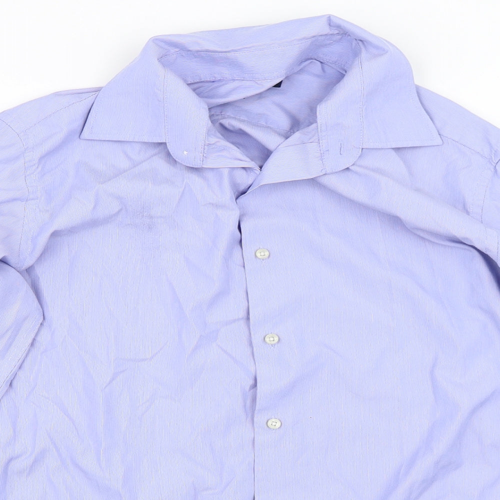Mens UK Collar Size XL Francisco Lolli Smart Blue  Dress Shirt