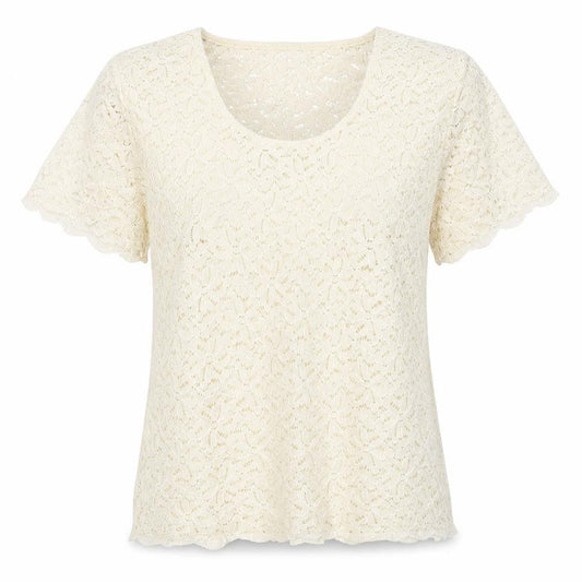 Front view of Gray & Osbourn women’s ivory basic t-shirt, size M