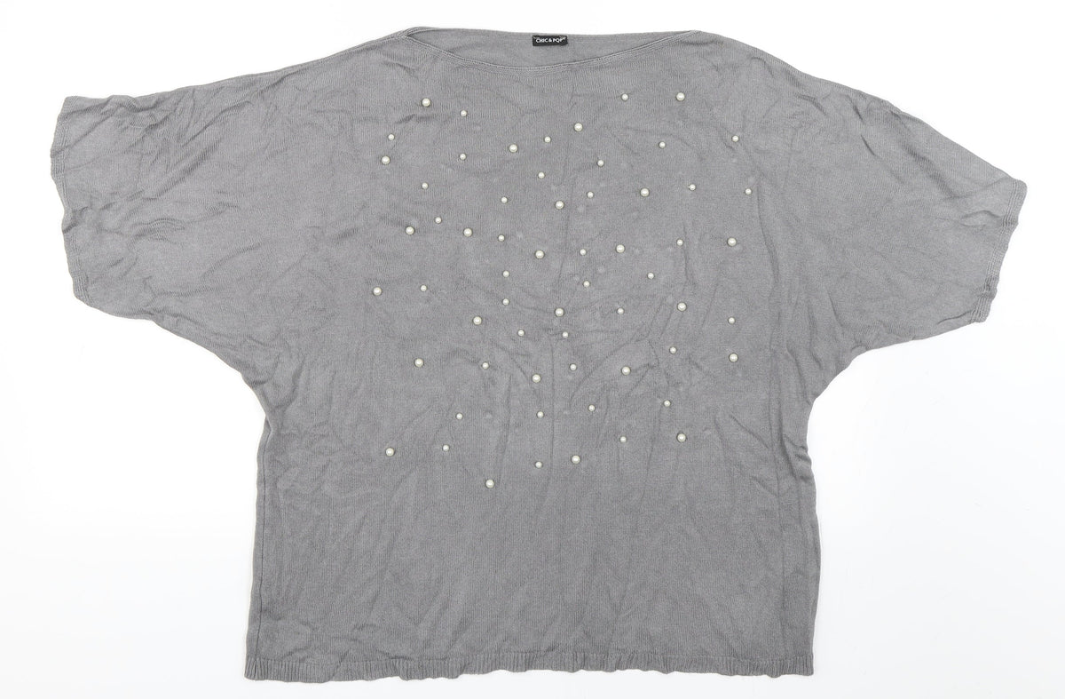 Additional front view of Chic & Pop women’s grey jumper, size XL