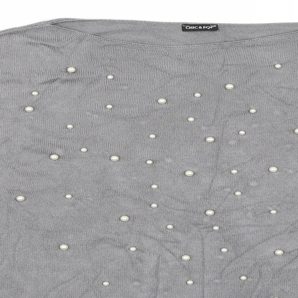Close-up detail of Chic & Pop women’s grey jumper, size XL