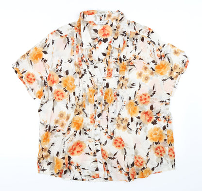 EWM Womens White Floral  Basic Blouse Size 22