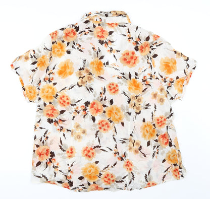 EWM Womens White Floral  Basic Blouse Size 22