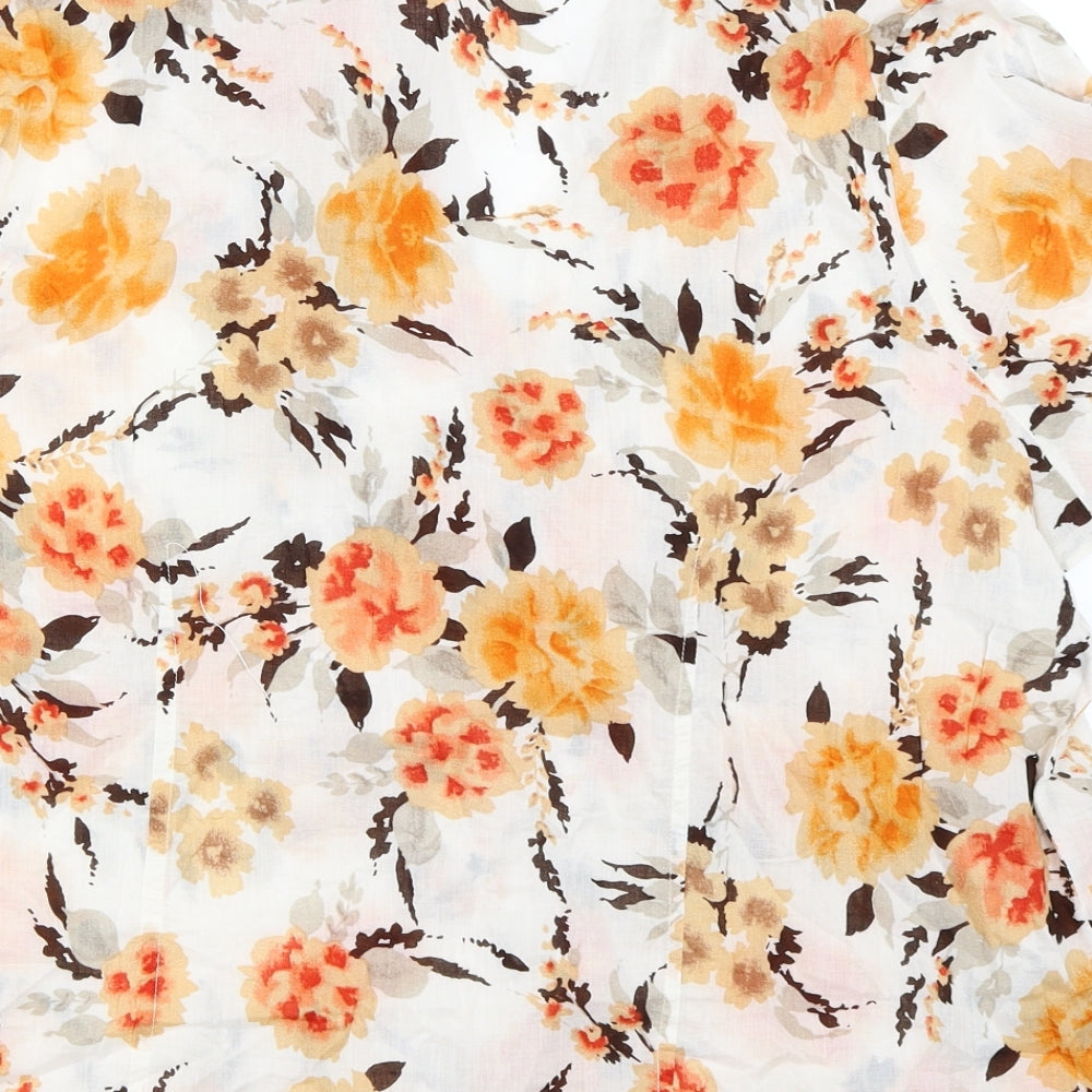 EWM Womens White Floral  Basic Blouse Size 22