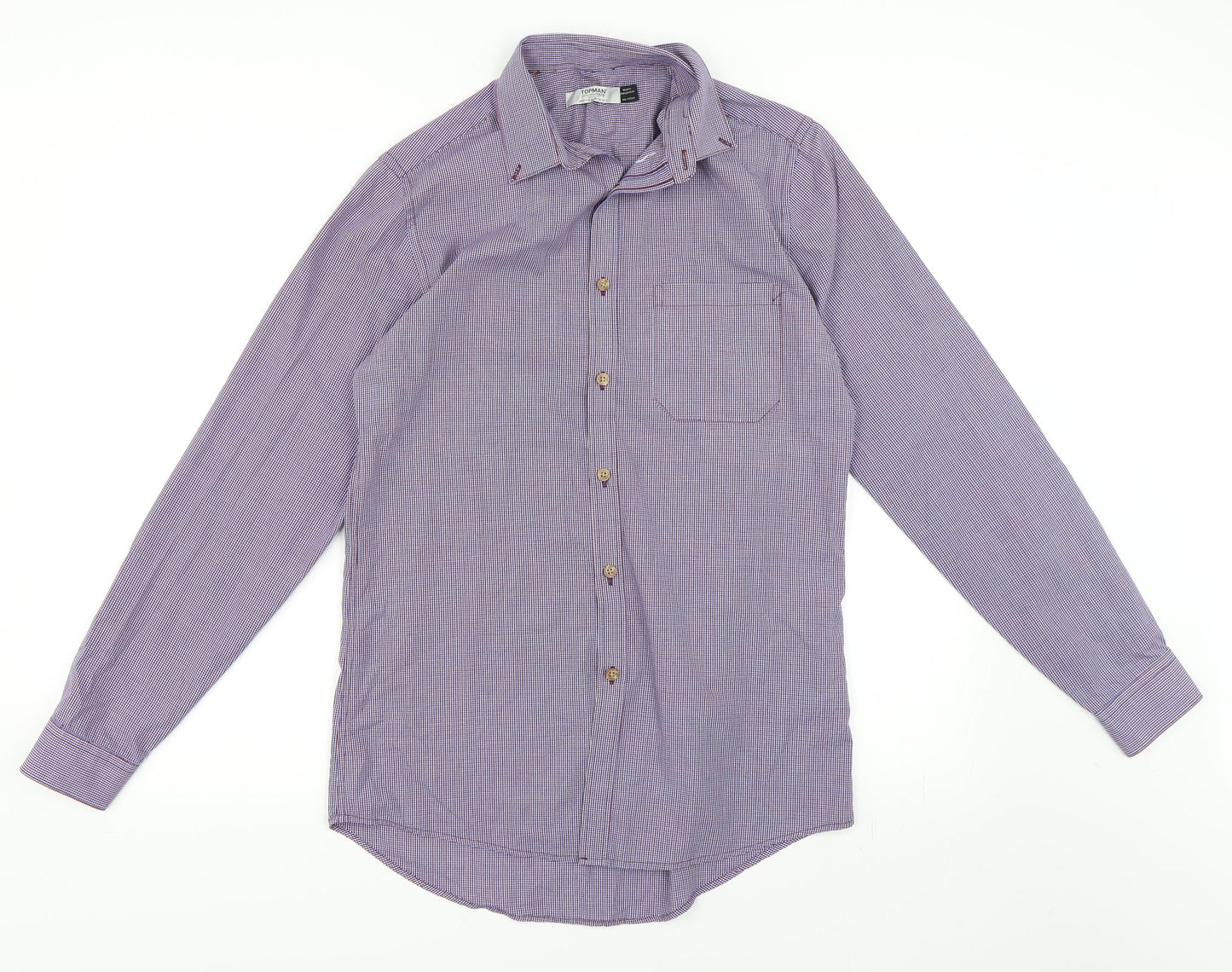 Topman Mens Blue Check   Button-Up Size S