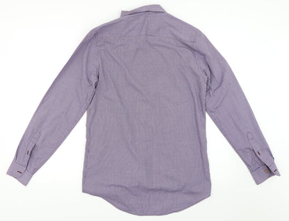 Topman Mens Blue Check   Button-Up Size S