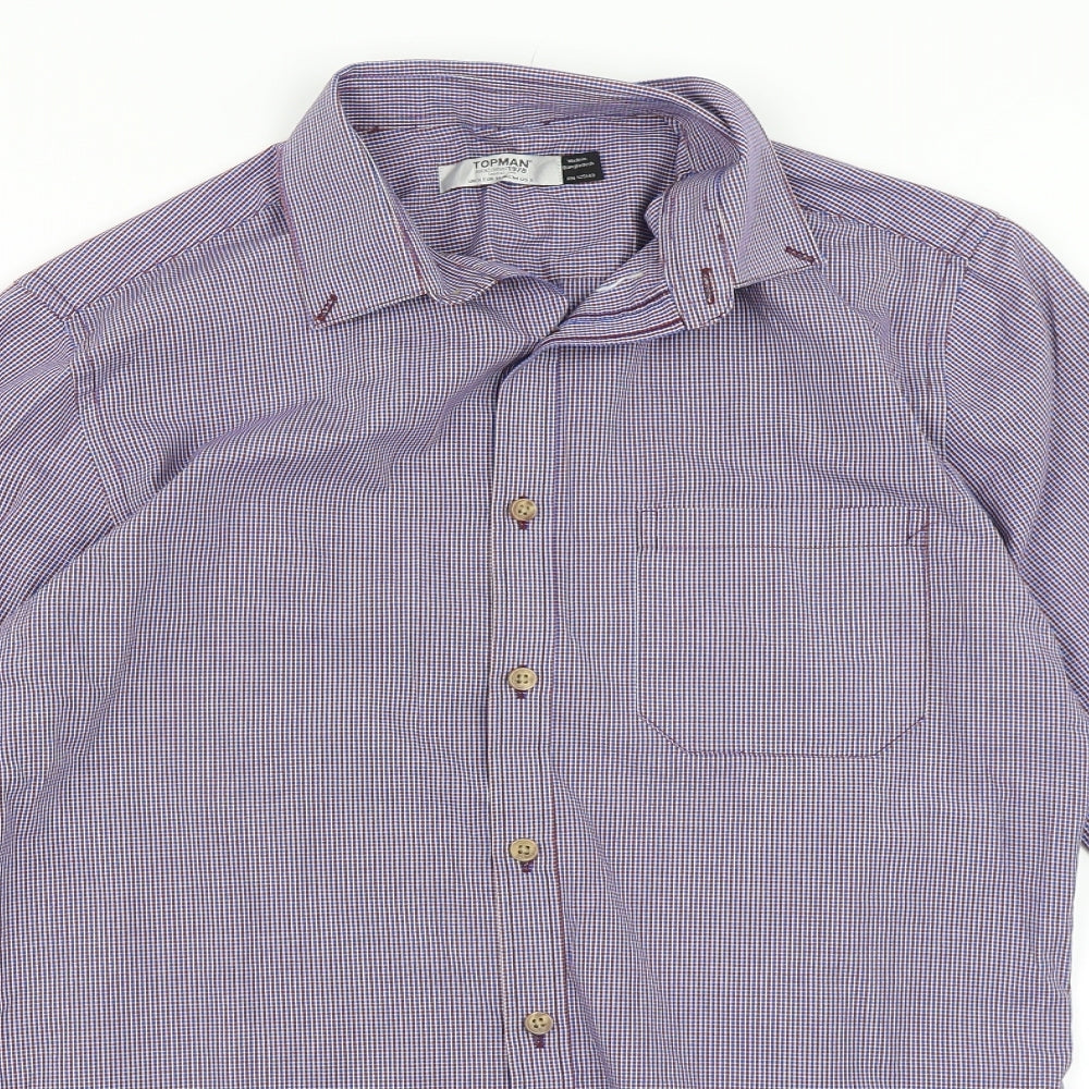 Topman Mens Blue Check   Button-Up Size S