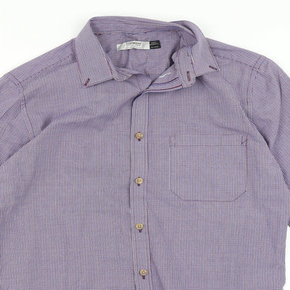 Topman Mens Blue Check   Button-Up Size S