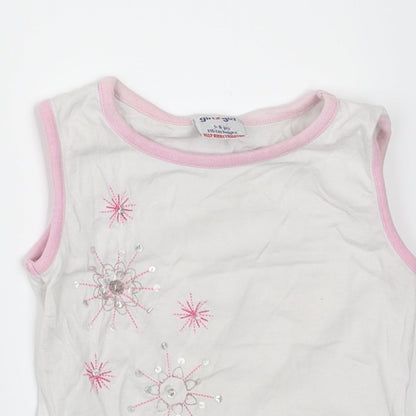 girl2girl Girls White Floral  Basic T-Shirt Size 5-6 Years