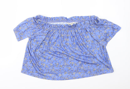 Miss Selfridge Womens Blue Floral  Tunic T-Shirt Size 12