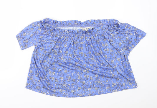Miss Selfridge Womens Blue Floral  Tunic T-Shirt Size 12