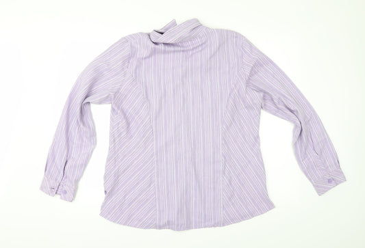 EWM Womens Purple Striped  Tunic Button-Up Size 16