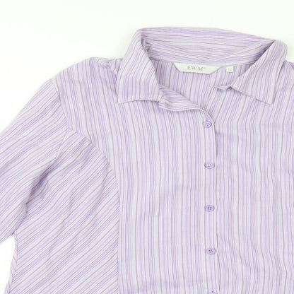 EWM Womens Purple Striped  Tunic Button-Up Size 16