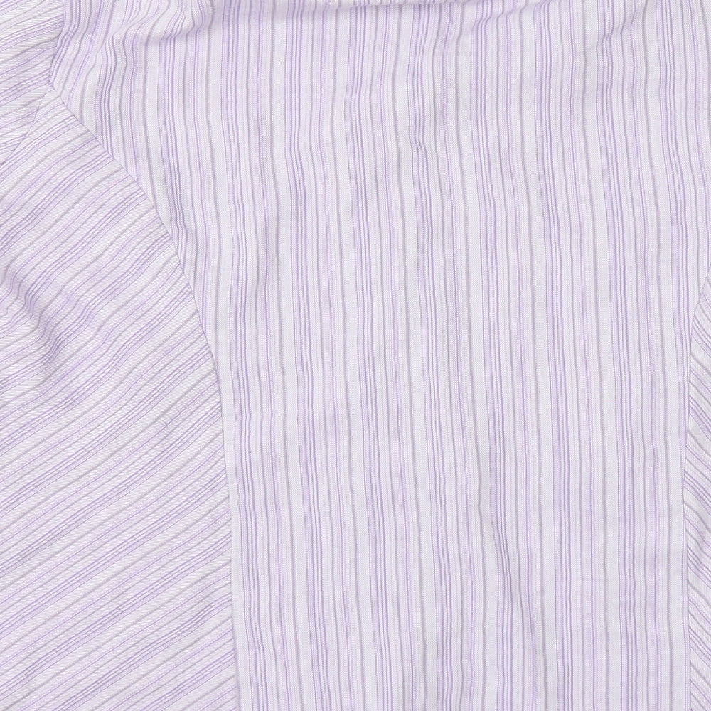 EWM Womens Purple Striped  Tunic Button-Up Size 16