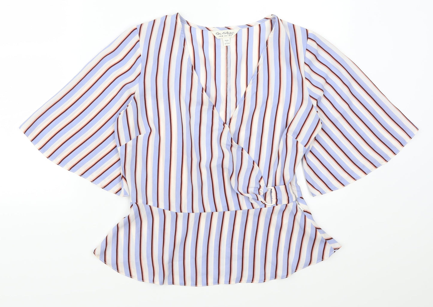 Miss Selfridge Womens Blue Striped  Basic Blouse Size 10