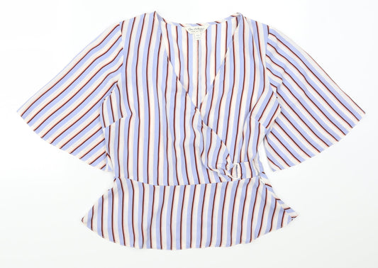 Miss Selfridge Womens Blue Striped  Basic Blouse Size 10