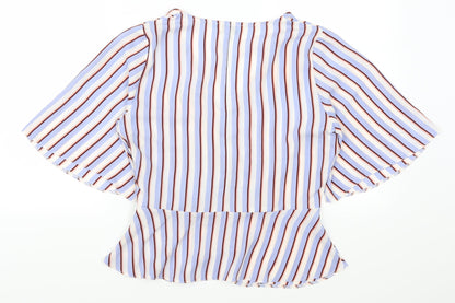 Miss Selfridge Womens Blue Striped  Basic Blouse Size 10