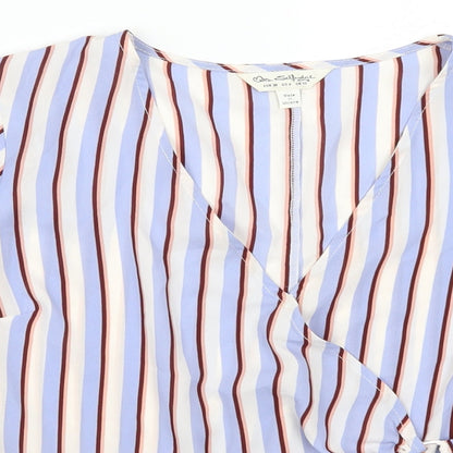Miss Selfridge Womens Blue Striped  Basic Blouse Size 10
