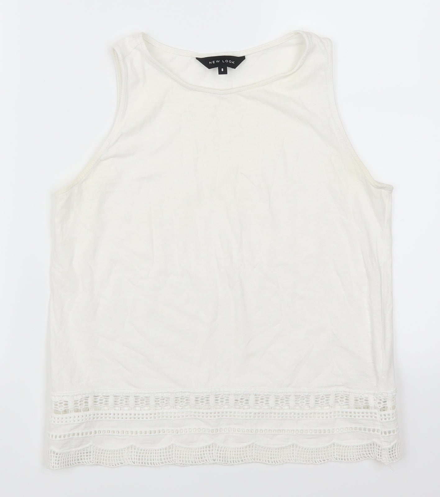 Womens UK Size 8 New Look White Basic Tank