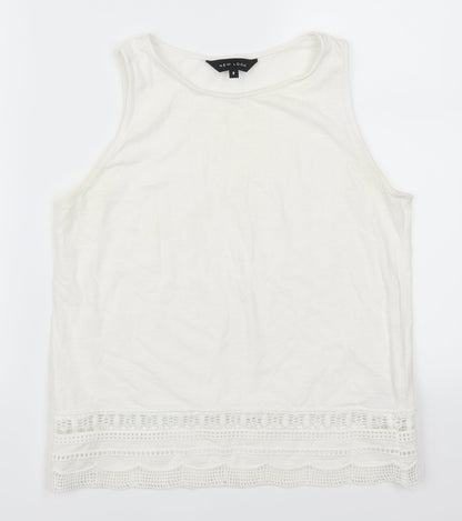 Womens UK Size 8 New Look White Basic Tank