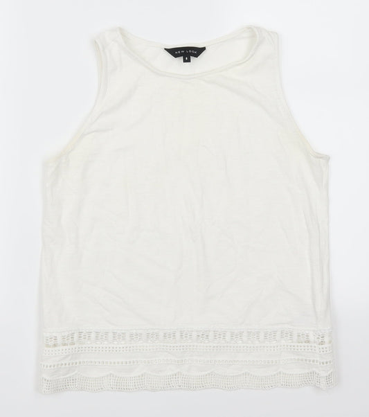 Womens UK Size 8 New Look White Basic Tank