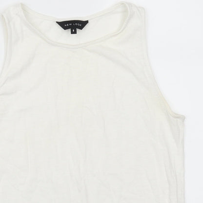 Womens UK Size 8 New Look White Basic Tank