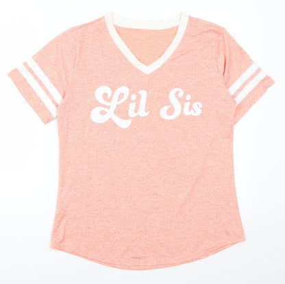 Womens UK Size L Preworn Pink Basic T-Shirt