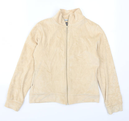 Front view of Active women’s beige full zip sweatshirt, size UK 12