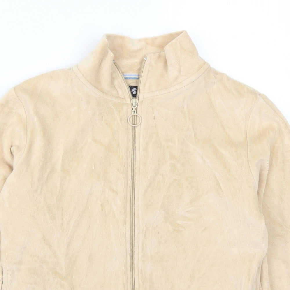Close-up detail of Active women’s beige full zip sweatshirt, size UK 12
