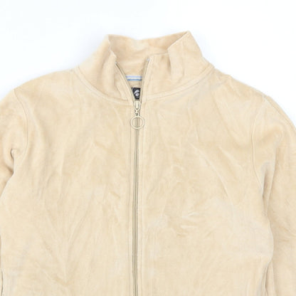 Close-up detail of Active women’s beige full zip sweatshirt, size UK 12