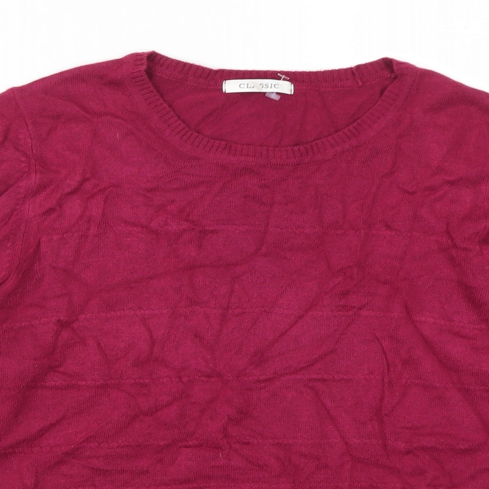 Close-up detail of Marks and Spencer women’s pink jumper, size UK 14