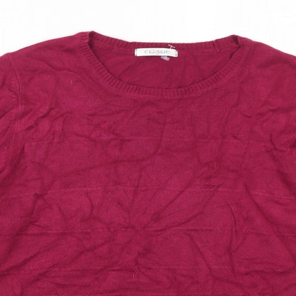 Close-up detail of Marks and Spencer women’s pink jumper, size UK 14