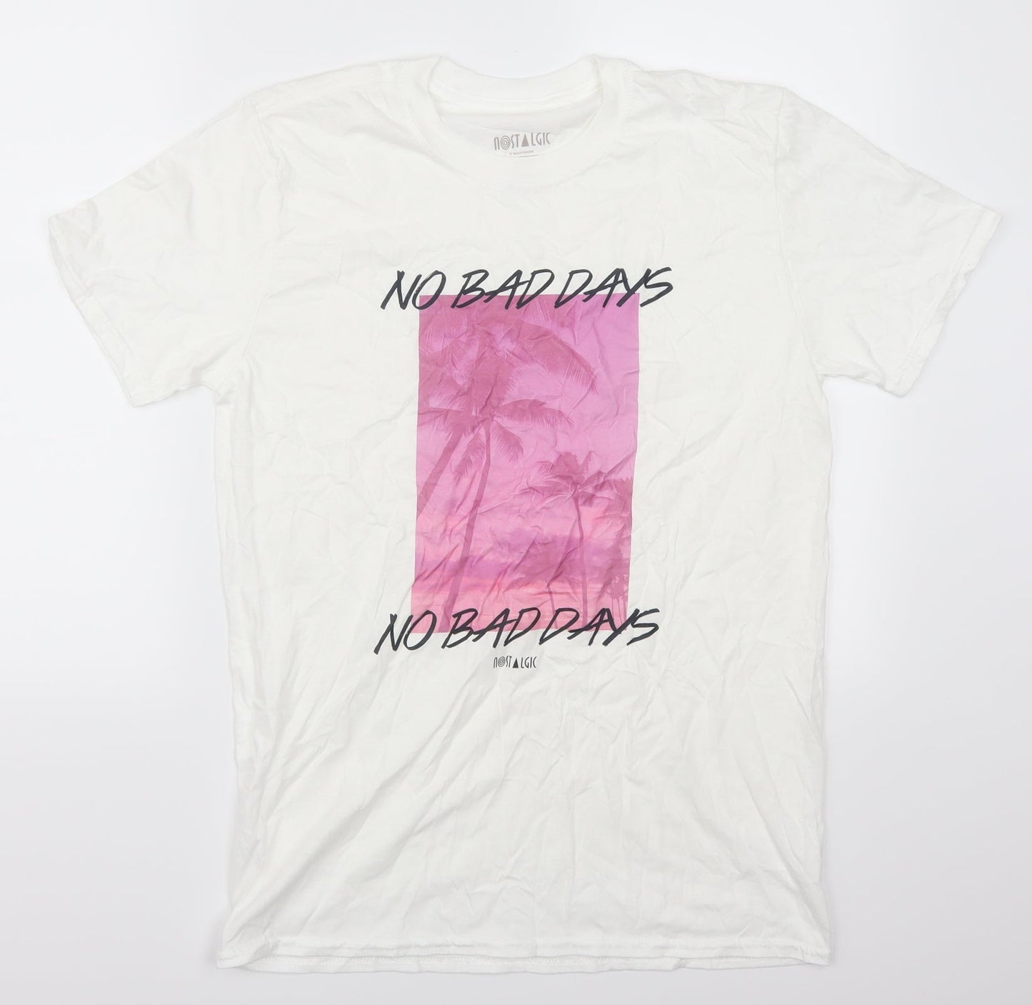 Nostalgic Mens White    T-Shirt Size M  - No Bad Days