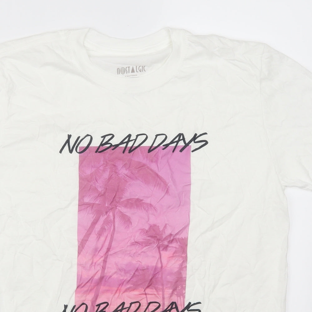 Nostalgic Mens White    T-Shirt Size M  - No Bad Days